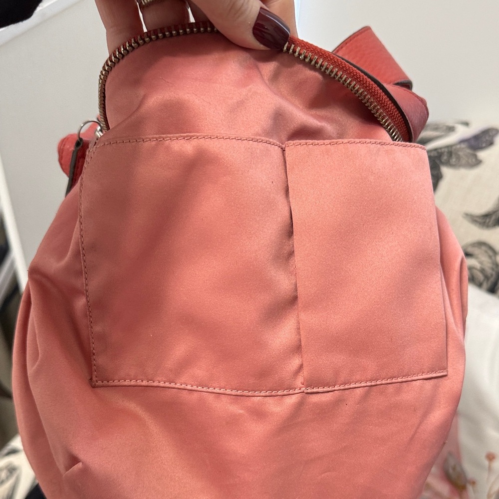 Coach Vibrant Dark Coral Leather Hobo Bag - Picture 9 of 11
